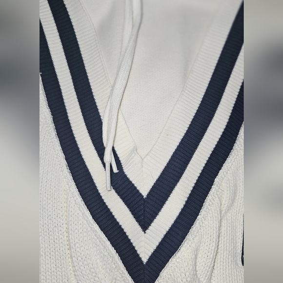 Ralph Lauren POLO  White Cable Knit Hoodie  Dress with Navy Accents XXL - Picture 5 of 7